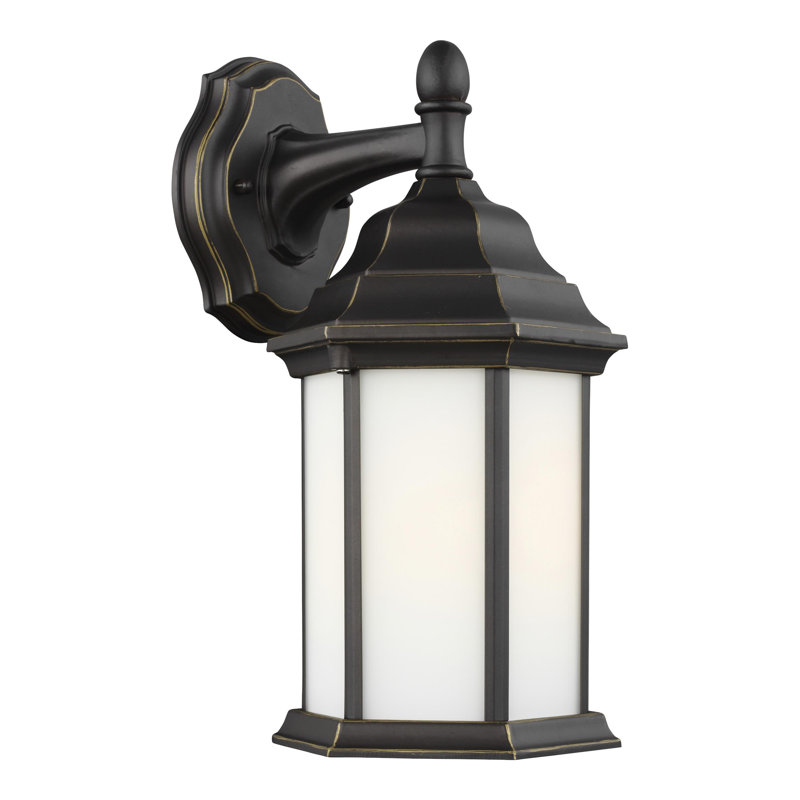 Sevier Small One Light Downlight Outdoor Wall Lantern from Generation Lighting , No, Antique Bronze with Frosted Shade