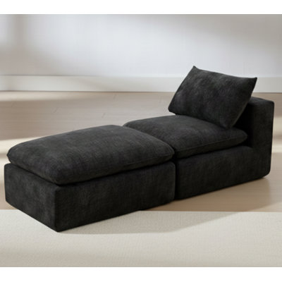 Upholstered Chenille Chaise Lounge Indoor – Deep 60" Seat, High-Density Foam & Pocket Springs, No Assembly Needed