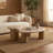 Marbello Coffee Table with Travertine Effect Concrete Top and Faux Wood Legs Indoor Outdoor Modern Design