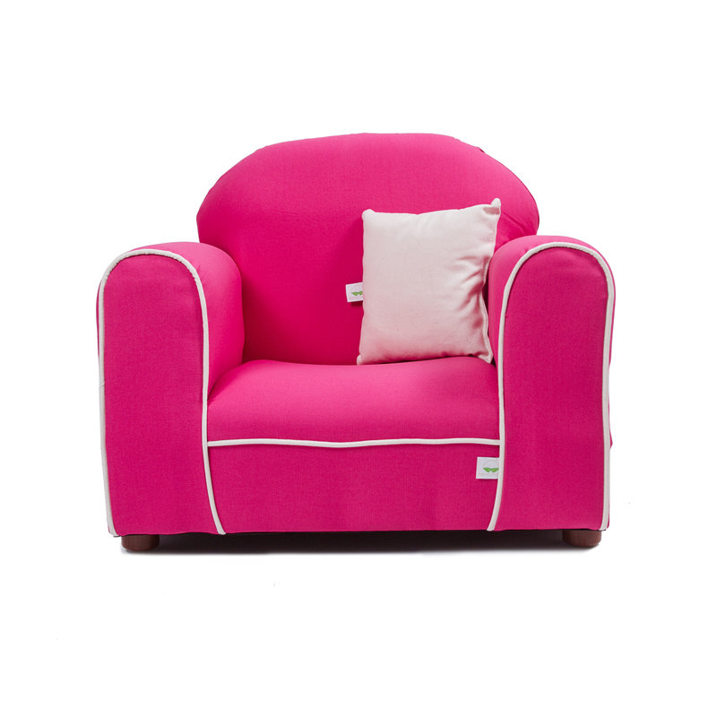 Eckstein Kids 8'' Club Chair and Ottoman, Hot Pink
