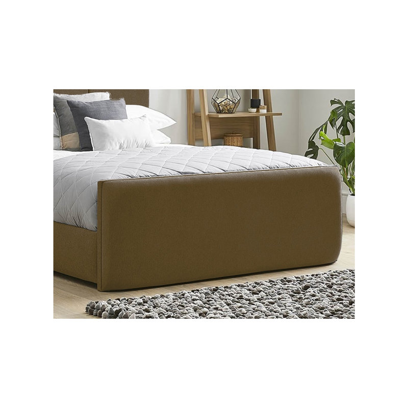 Ledley Kailua Upholstered Bed Frame - Plush Velvet with Headboard and Sprung Slats, Double (4'6), Mink