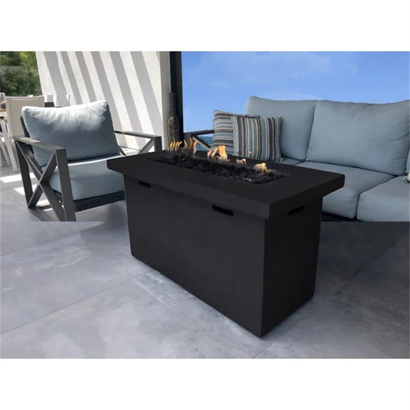 25" H Fiber Reinforced Concrete Propane Outdoor Fire Pit Table, Charcoal