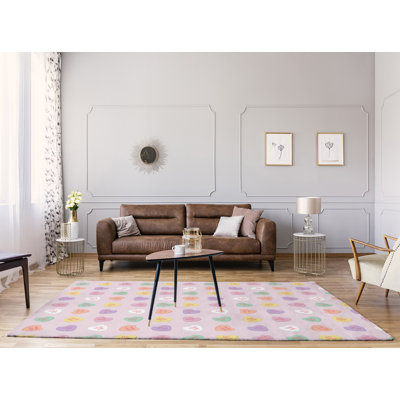 Tapis rose/jaune/vert fait main