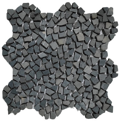 CNK Dark Grey Mini Tumbled Marble Mosaic Tile