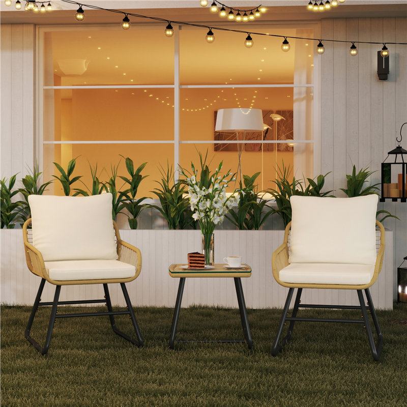 3-Piece Patio Bistro Set, Cream