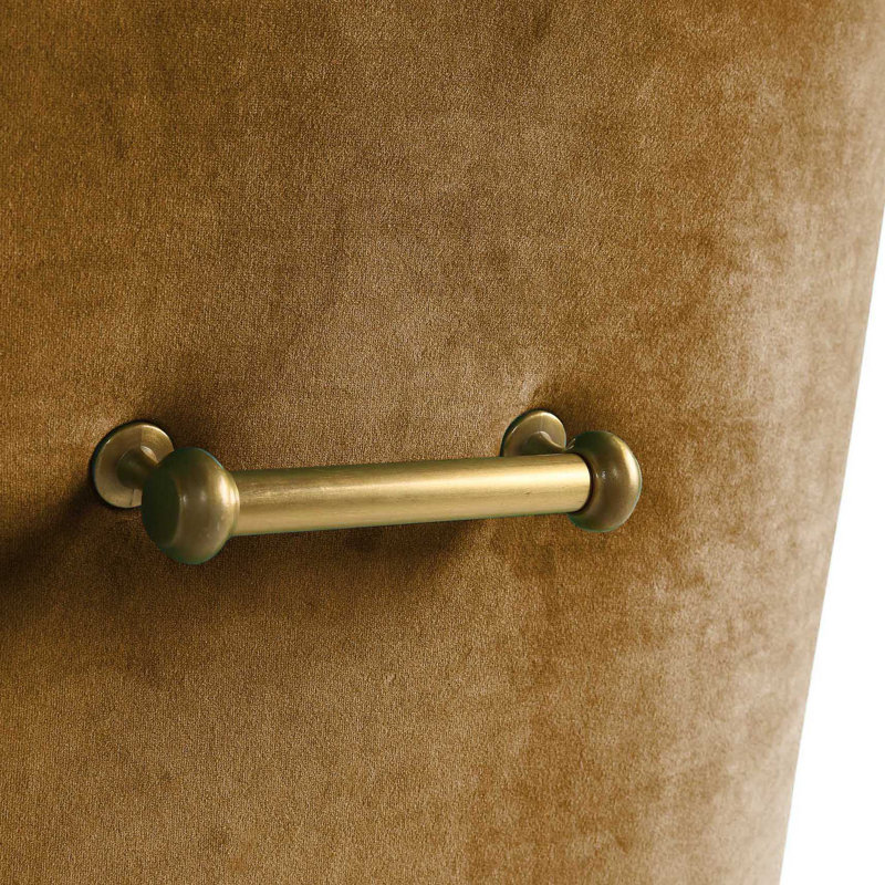 19'' H Velvet Upholstered Metal Parsons Chair, Gold, Brown Velvet