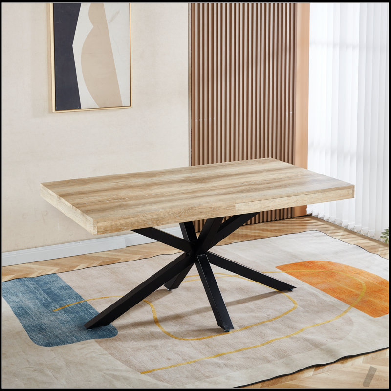 Table de salle à manger et de bureau extensible en noyer, longueur réglable pour une utilisation polyvalente à la maison ou au travail.