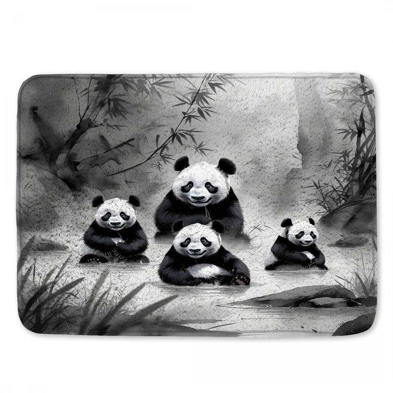 Tapis de bain Panda Family In Water, L 34 po x L 21 po
