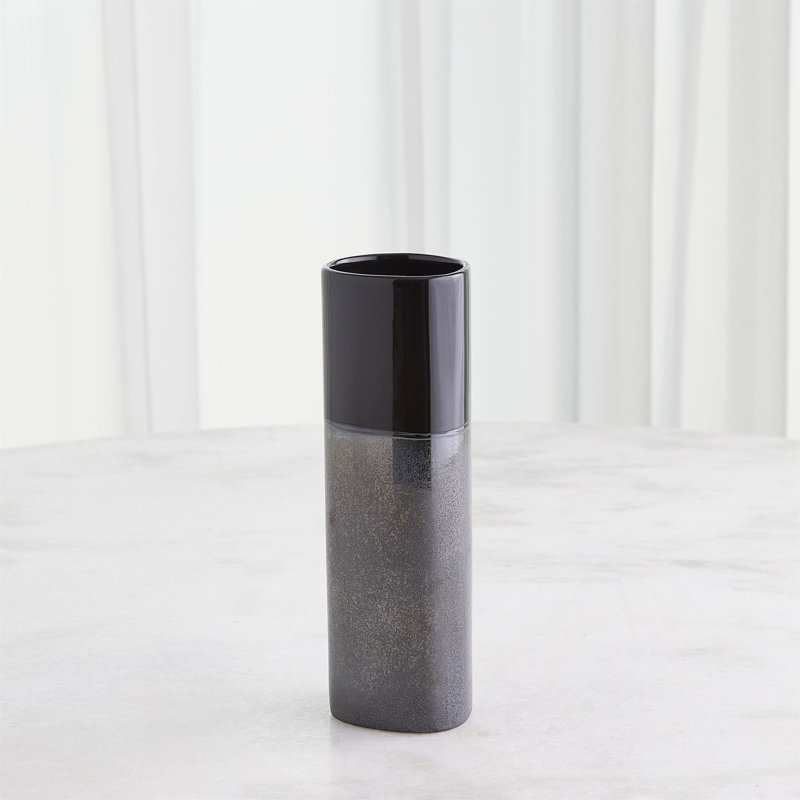 Small Reactive Black Ceramic Table Vase