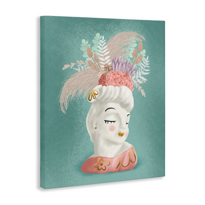 Dame rétro avec toile boho fleurs, design par Jilly Jack Designs