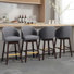 Swivel 31.9'' Faux Leather Bar Stool, Blue Gray