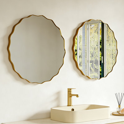 Round Wall Mirror 28 Inch, Gold Metal Frame Modern Decorative Mirror For Bathroom, Living Room, Bedroom, Hallway – Minimalist Circle Vanity Mirror With Hd Glass