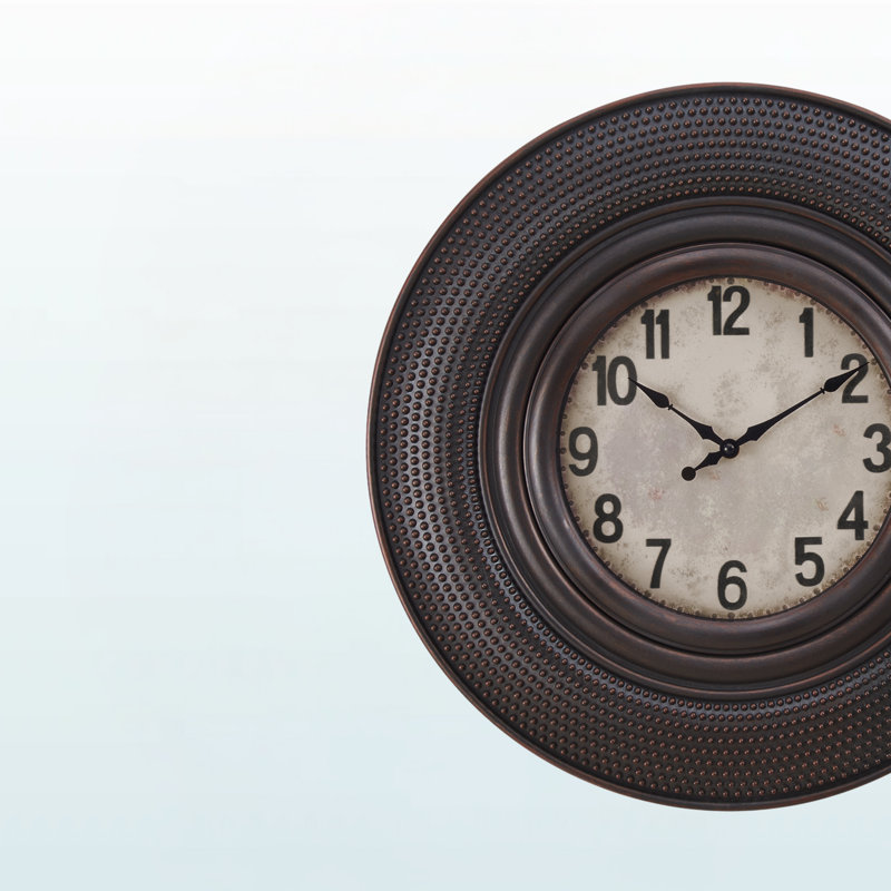 Horloge murale ronde Sante en brun antique, style transitionnel