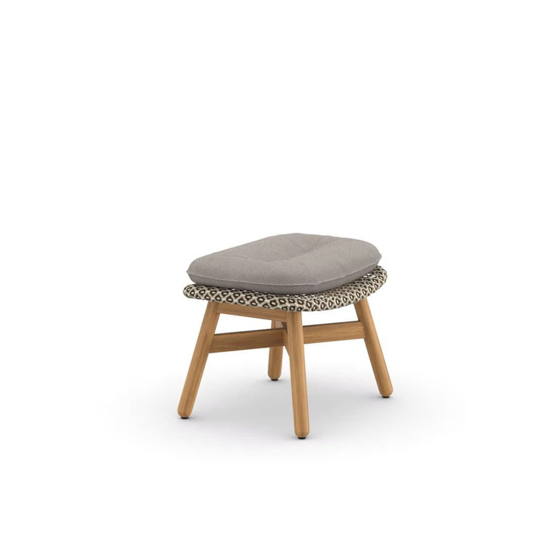 Mbrace Outdoor Teak Ottoman, Natura Ash, Sea Salt