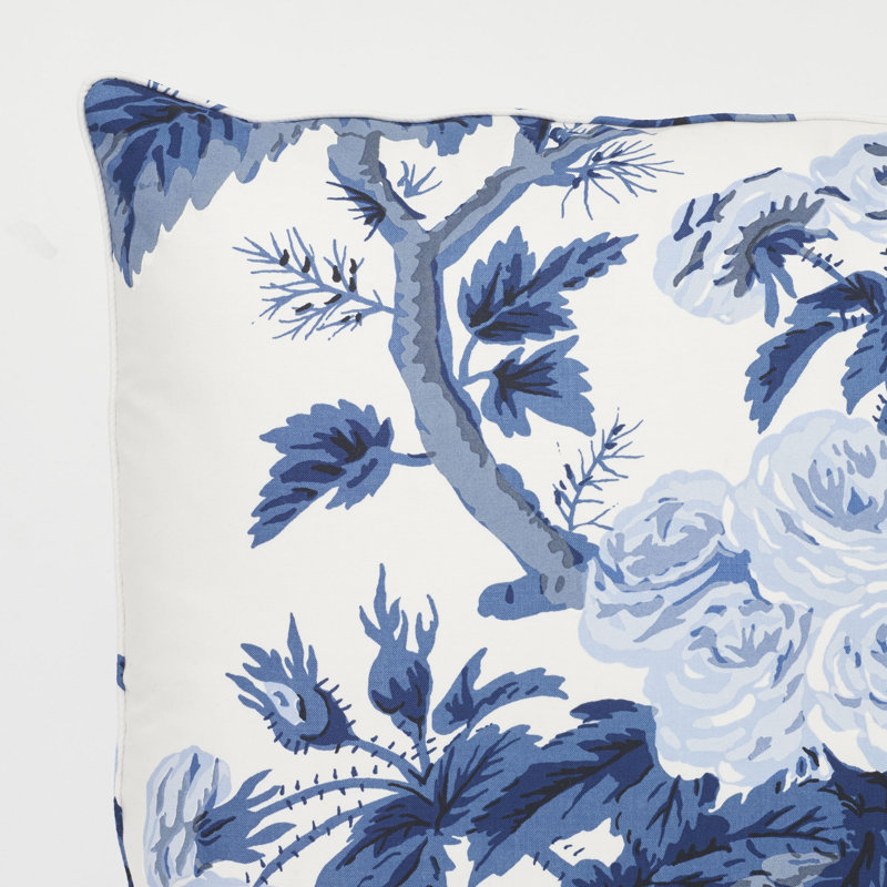 Oreiller Pyne Hollyhock, 18 po x 18 po, Indigo