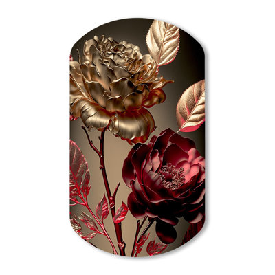 Vintage Glam Rose VI - Floral Cylinder Shape Assymterical Metal Wall Art