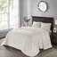 Couvre-lit double réversible crème - Motif classique surpiqué, surdimensionné, coton prélavé, rembourrage 90% coton pour un confort maximal, matelassage, tissu traité