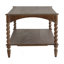 Table basse rustique avec pieds en spirale tournés et tablette inférieure