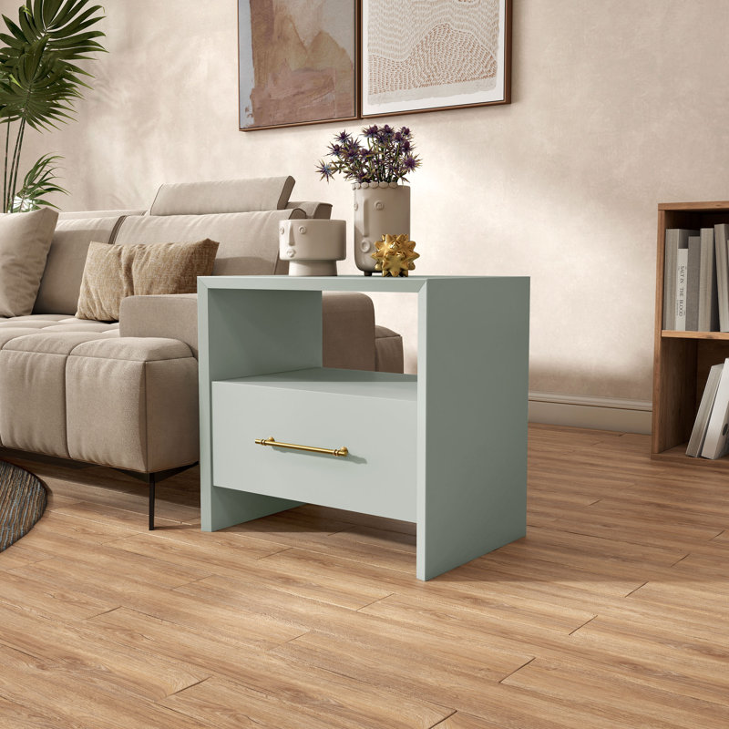 Karyn Single Drawer End Table, Mint Green
