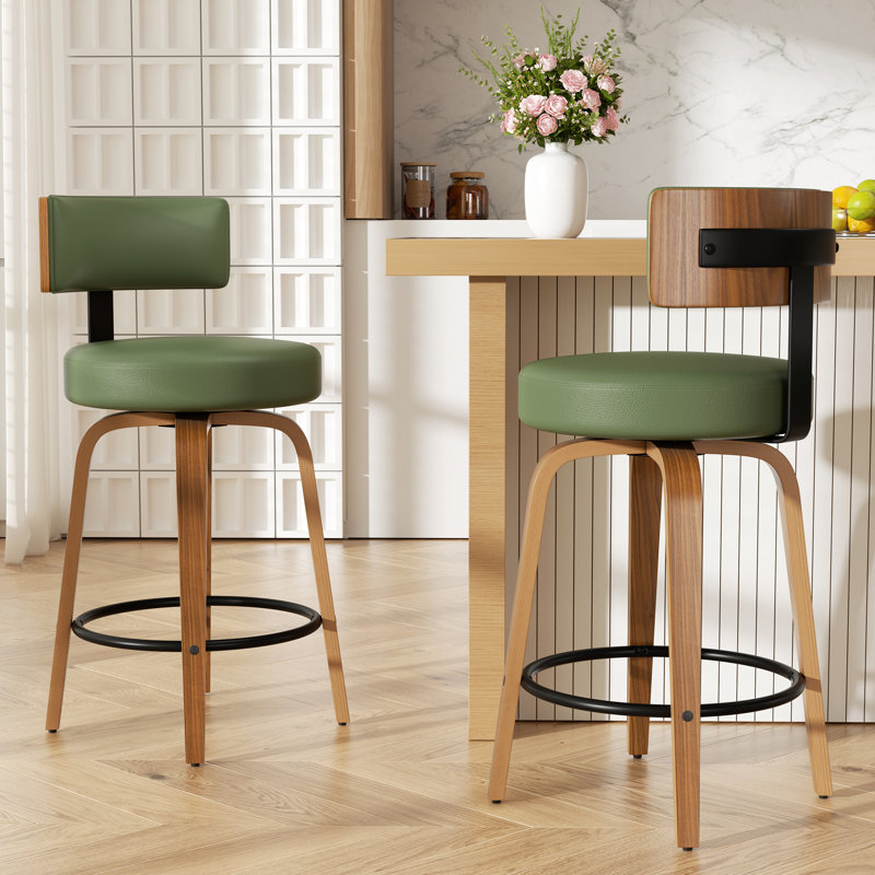 Tabouret de bar pivotant chic en cuir pour un confort et un style ultimes, Vert