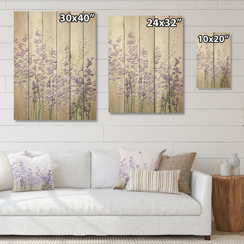 «Violets Minimalisme Dream», art mural sur bois en bois de pin naturel, H 20 po x l 10 po