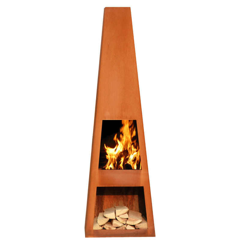 Rizzi Steel Wood Burning Smokeless Chimnea, 122 cm H x 37 cm W x 37 cm D, Black