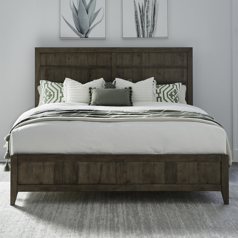 Hinkle Queen Panel Bed, Dresser & Mirror, Nightstand Bedroom Set, 4 Pcs: Bed, Nighstand, Dresser, Mirror, Queen