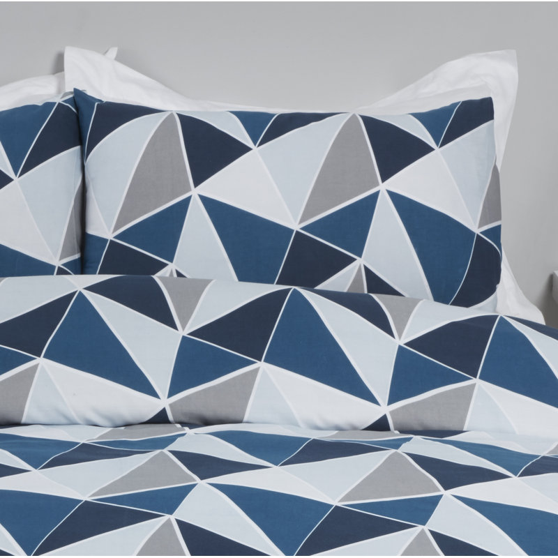 Voss Cotton Blend Geometric Shapes Duvet Cover with Pillowcases, Double Duvet Cover + 2 Standard Pillowcases