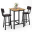 Ensemble de 3 petites tables de bar et chaises, table de bar moderne et tabourets avec table carrée et tabourets en polyuréthane, table basse pour 2 personnes avec repose-pieds et salle à manger pour la maison et la cuisine