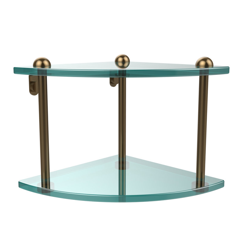 Gober 2 Piece Triangle Corner Shelf, Brushed Bronze