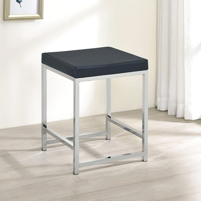 Tabouret de coiffeuse contemporain gris foncé avec siège rembourré en mousse chic et beauté de chambre à coucher, Gris foncé