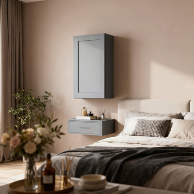 Armoire murale 1 porte et 2 tablettes en bois massif pour rangement dans la cuisine, salle de bain, buanderie, tablettes réglables prêtes à assembler (l 21 po x P 12 po x H 36 po)