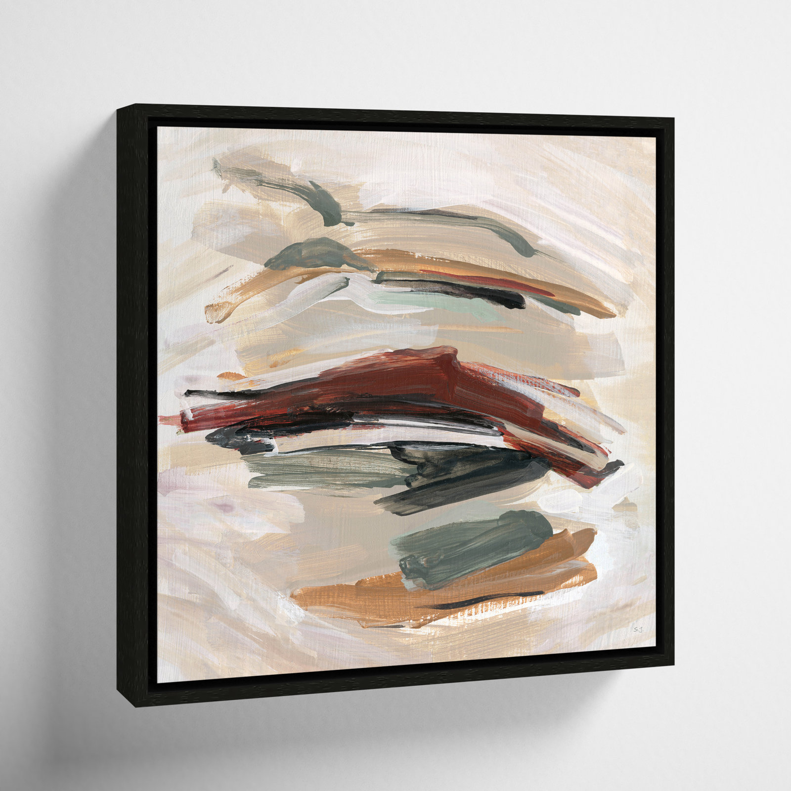 Carmina "Spring Shadows" Painting by Susan Jill, 13.5" H x 13.5" W, Espresso 