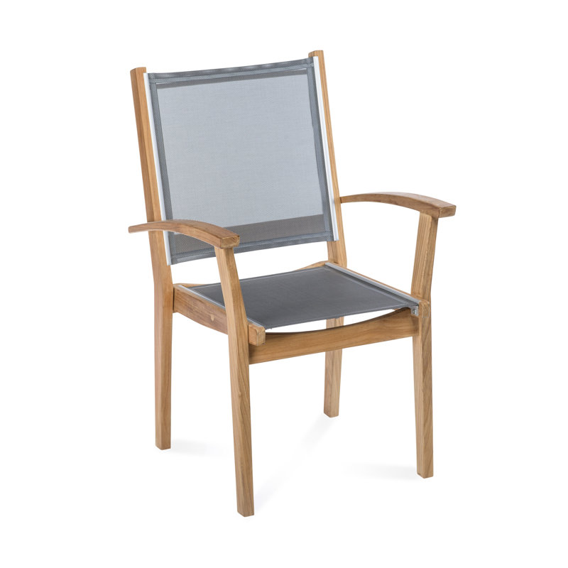 Chaise de patio empilable en teck Barbados, gris