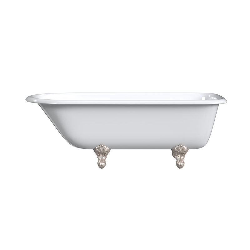 61'' L Soaking Bathtub, Polished Nickel, White Interior with White Exterior