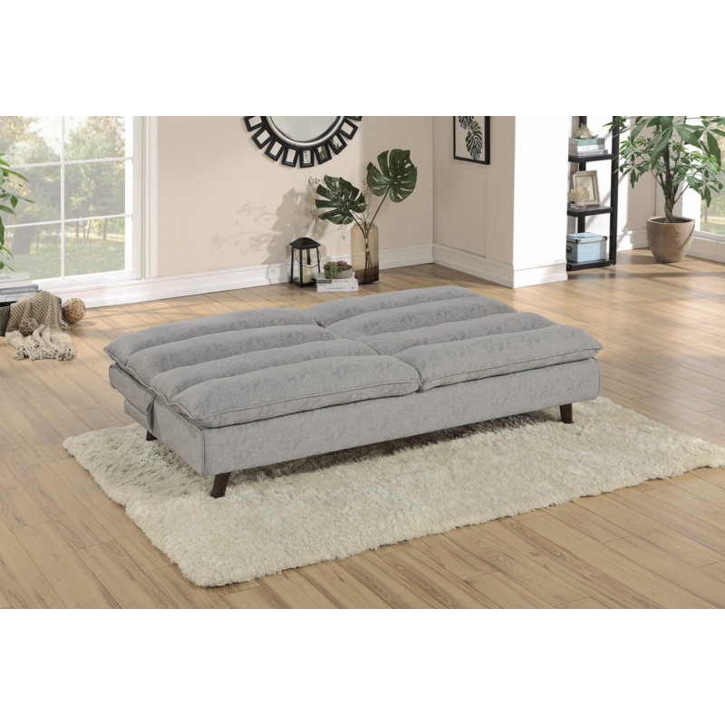 Canapé-lit décontracté élégant en tissu texturé rembourré et polyvalent, Gris