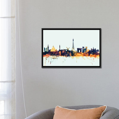 Skyline Series: Paris, France, impression sur toile tendue en bleu