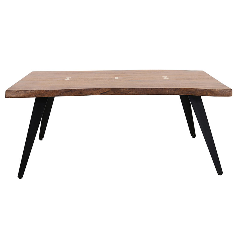 Table de salon de 47 po x 23,5 po x 17,5 po, style 95% bois, pieds café et métal, aspect moderne