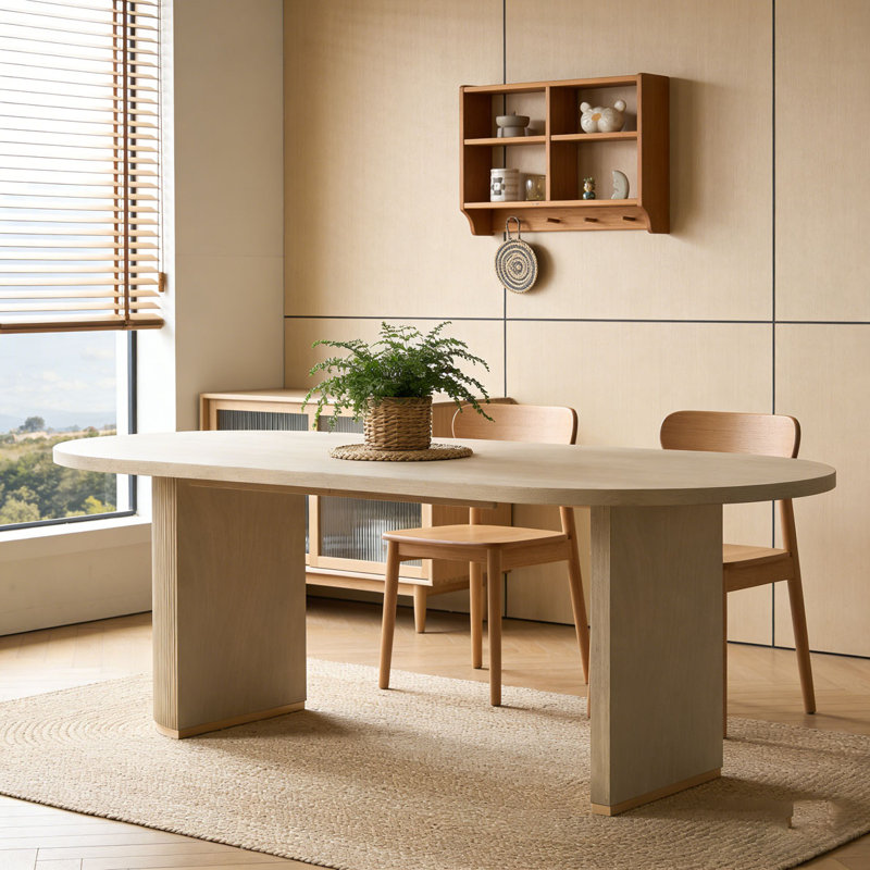 Oval Dining Table Double Pedestal, Natural