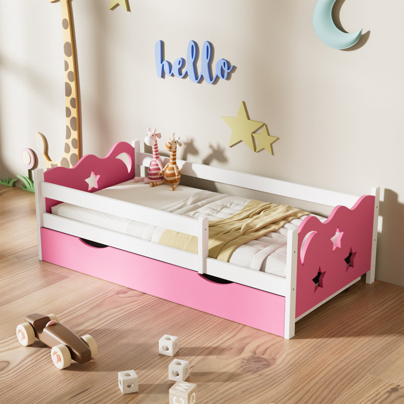 Lits robustes pour enfants, structure en bois aggloméré de bambou, conception moderne étoile de lune