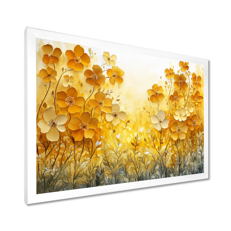 Été, lueur dorée d'Hibiscus I - art mural hibiscus, H 24 po x l 32 po, Reproduction encadrée d'une seule photo, Blanc