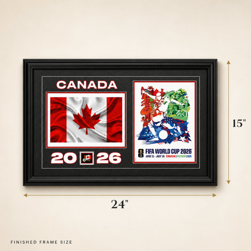 Équipe 15 x 24 cadre 2026 sous licence officielle de la Coupe du Monde de la Fifa avec art mural encadré 15 x 24 