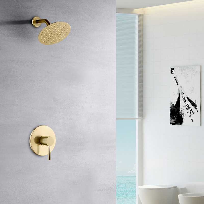 Brushed Gold Stainless Steel Rain Shower Faucet Set