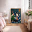 Art japonais japonais, scène d'action en robe bleue, images traditionnelles Edo kaboui, impression sur toile encadrée-123387118-123387117