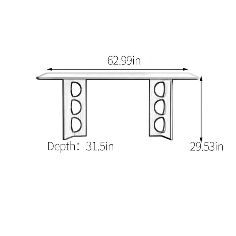 Table de salle à manger en frêne, H 29,53 po x L 62,99 po x l 31,5 po