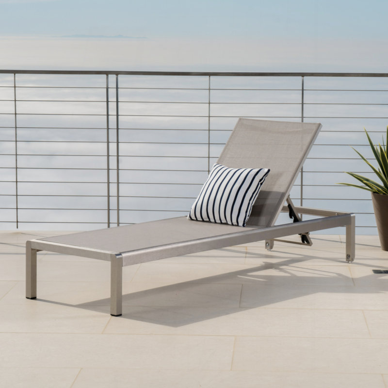 Comfortable And Versatile Mesh Chaise Lounge For Relaxing Outdoors, Silver/Gray
