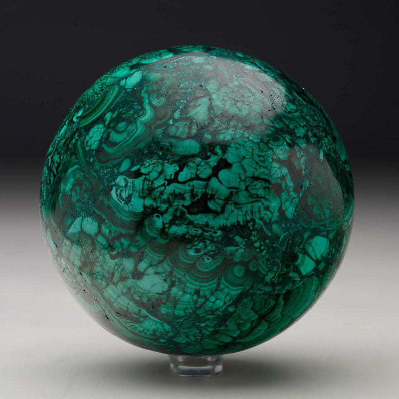 Hand-Polished Solid 3.5" Diameter Malachite Sphere // Ver. I
