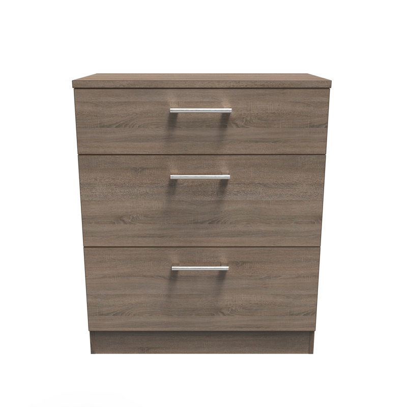 Fully Assembled Ingram 3 Drawer Chest, Darkolino Oak