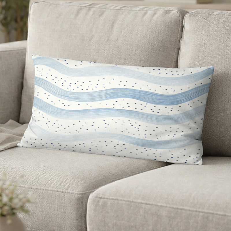 Coussin décoratif à pois - ivoire, H 12 po x l 20 po