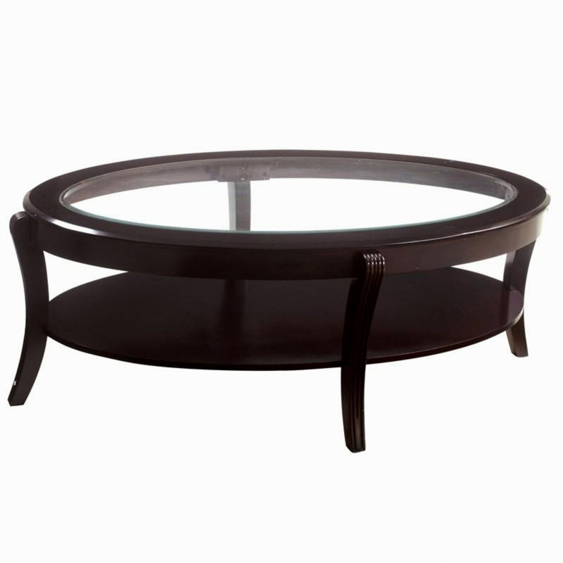 Table basse ovale de style contemporain avec tablette ouverte